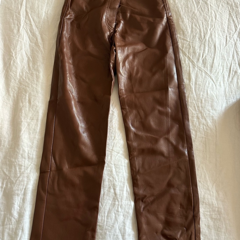 Wilfred Aritzia Women's Brown Leather Pants